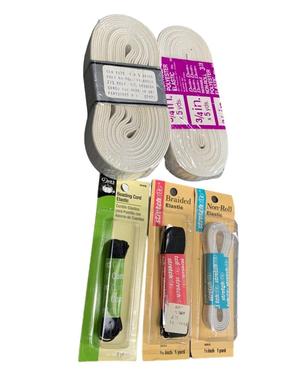 Elastic & Cord Assortment: Dritz Beading Cord Stretchrite Braided & Rubber Craft